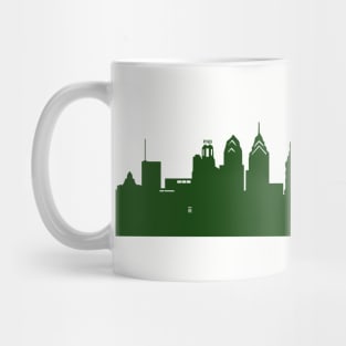 PHILADELPHIA skyline in forest green Mug